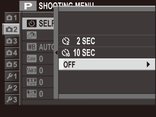 Image d'un menu d'appareil photo montrant les réglages du retardateur